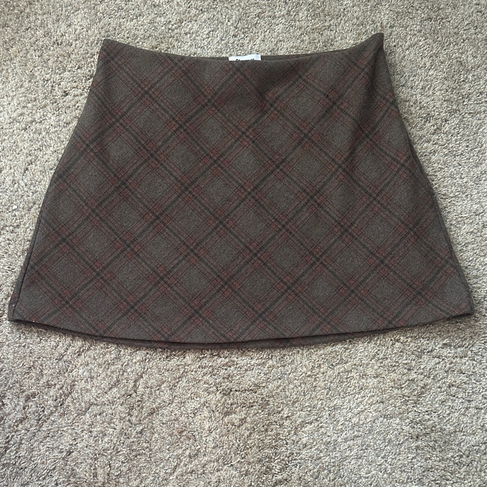 Princess Polly Plaid Brown Skirt